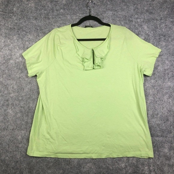 Talbots Woman Short Sleeve Top Key Lime Ruffle Cotton Modal Soft Comfort No Size - Picture 1 of 10